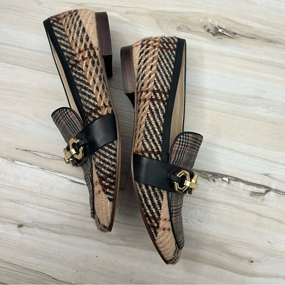 Louise et Cie Lo Brone Brown Plaid Chain Loafers - Picture 7 of 10